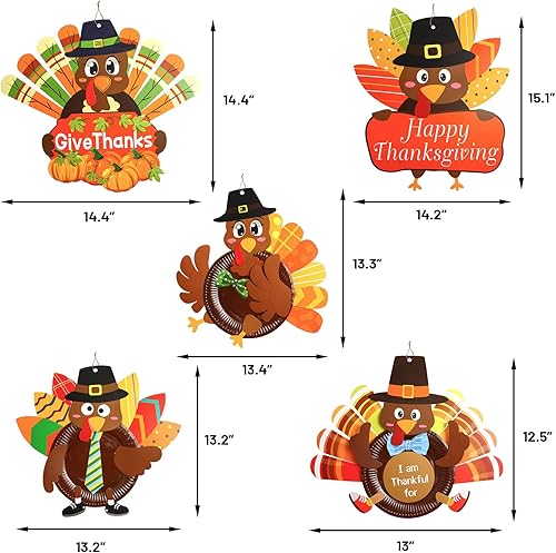 Miniatura 3 de FANCY LAND Thanksgiving Turkey Craft Kits Make A Turkey Crafts for Kids Door Hanging Ornament Party Favors Supplies 5 Set