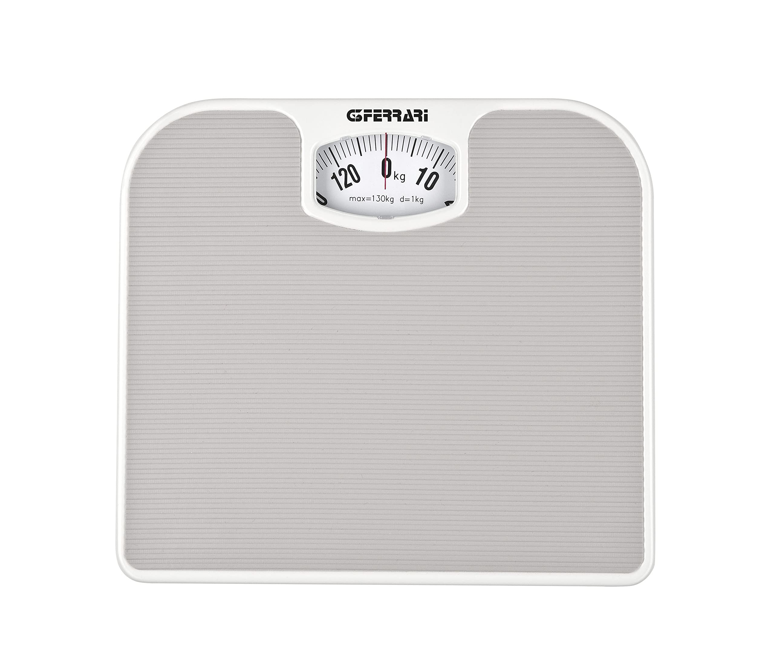 G3 Ferrari G30048 Bilancia pesapersone meccanica, Pesapersona Meccanica, 130 kg, Divisione di pesatura 1 kg, Pedana antiscivolo, Facile lettura, Design vintage, Grigio