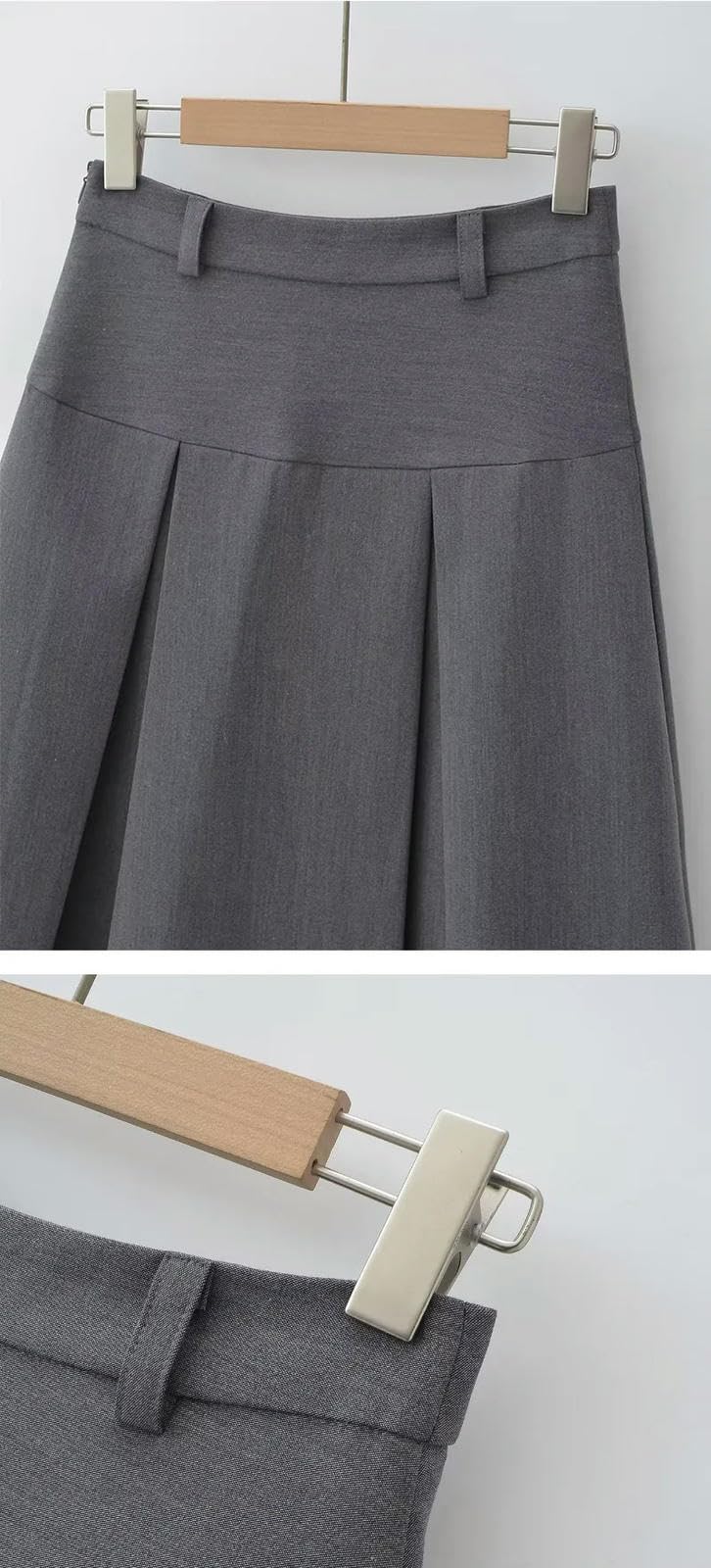 Czarna spódnica Vintage Szare Średniej Długości Spódnice Kobiety Wiosna Lato Wysoka Talia Plisowana Spódnica Parasol Moda Kobiece Styl Ubrania