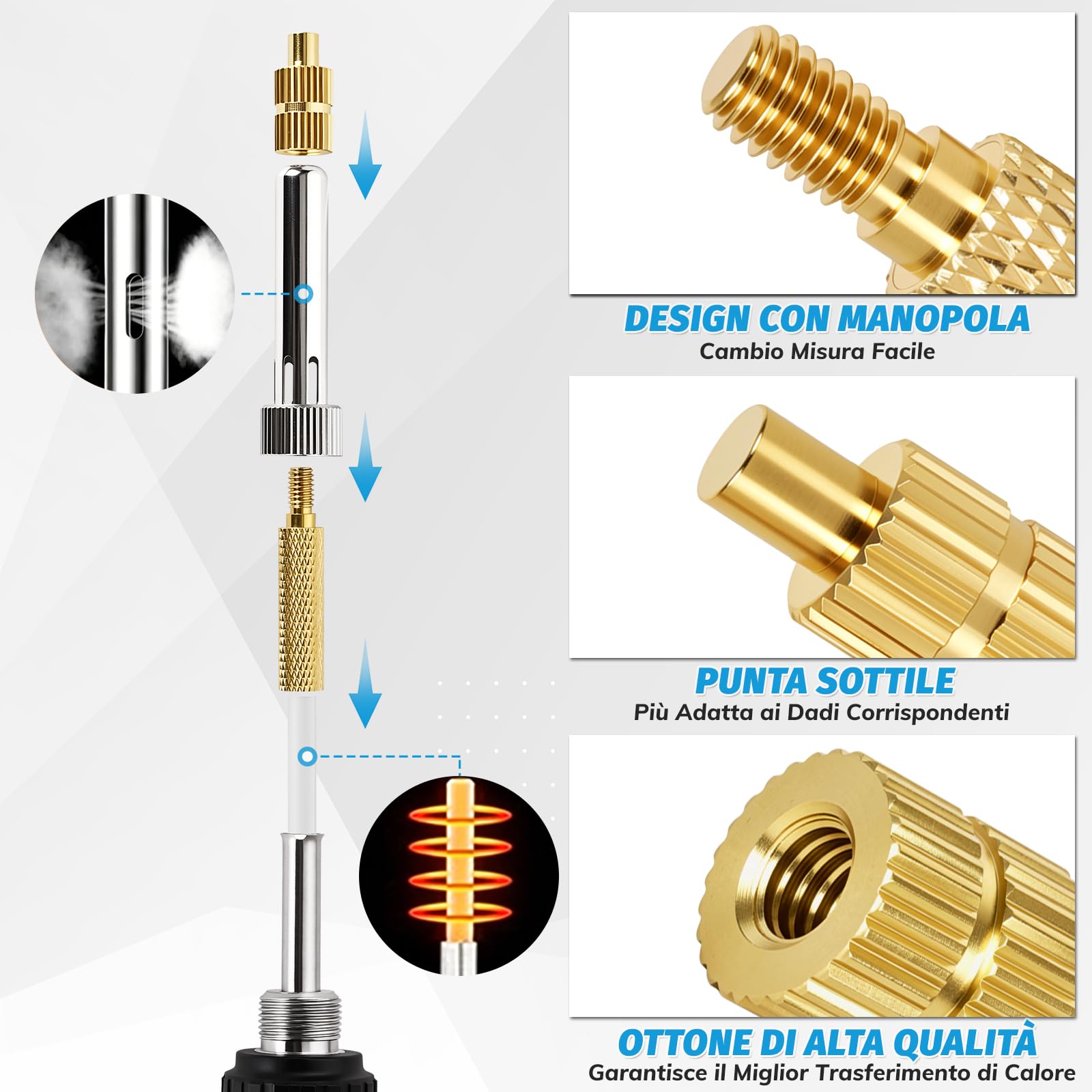 Inserti Filettati 400 pz con Saldatore 80W, Temperatura Regolabile 180–500°C, 7 Punte, M2/M2.5/M3/M4/M5/M6/M8 per Stampa 3D e Plastica