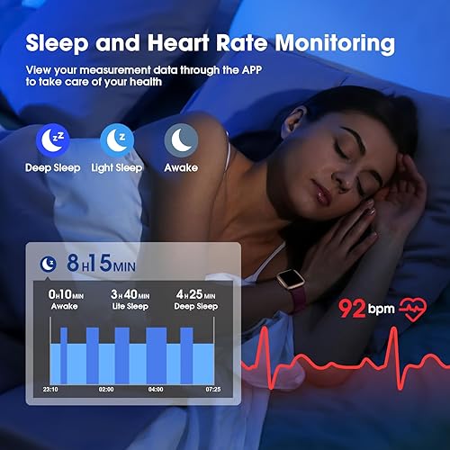 Miniatura 7 de Reloj de seguimiento de actividad física con monitor de frecuencia cardíaca, monitor de actividad de pantalla grande con podómetro, monitor de