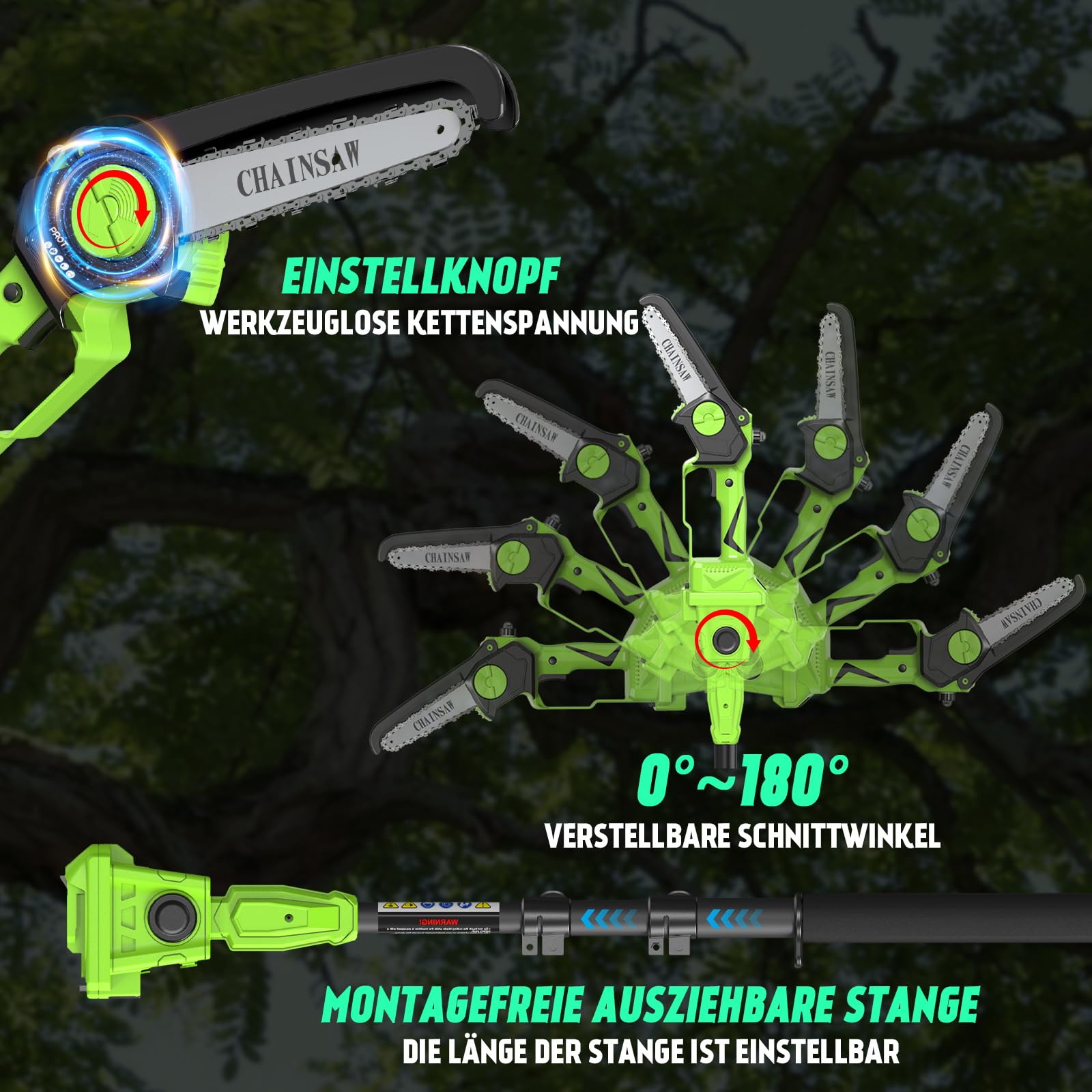 2-in-1 Akku Teleskop Hochentaster 8 Zoll