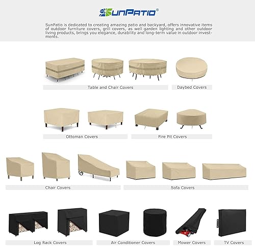 Miniatura 7 de SunPatio Funda de sofá de patio para exteriores, funda de sofá de asiento profundo, funda de sofá grande, funda seccional de muebles de patio con