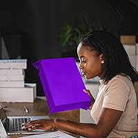 Vista 7 de Sobres de polietileno de 6 x 9 pulgadas, 100 piezas, sobres de correo de plástico morado con grosor de 2.4mil, bolsas de envío impermeables