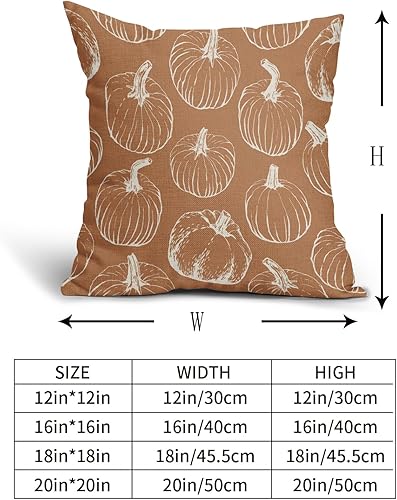 Miniatura 5 de Juego de 2 fundas de almohada de calabaza otoñal de 18 x 18 pulgadas, con temática de otoño, cosecha de Acción de Gracias, color naranja quemado,