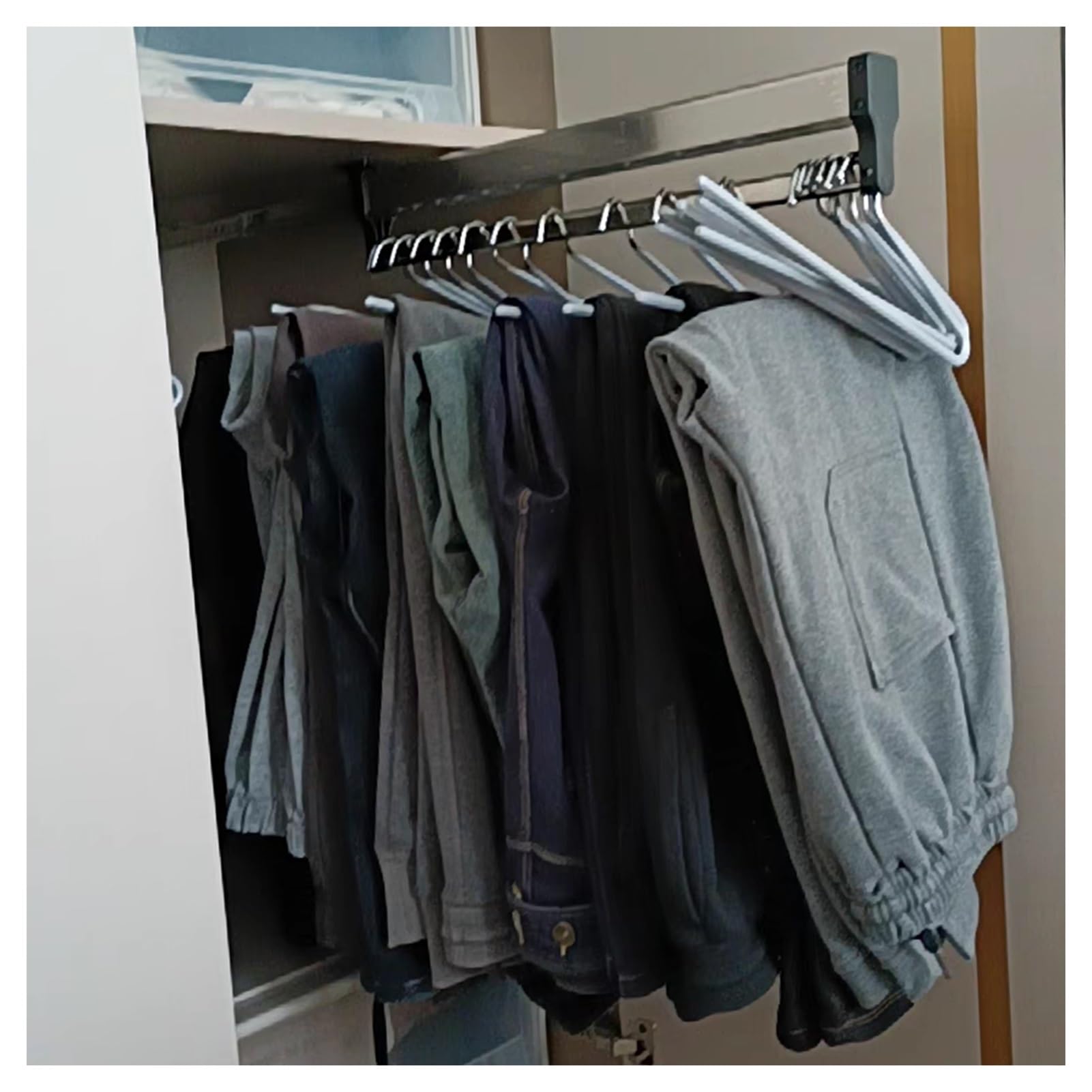 Organizador deslizante de pantalones y perchero de acero inoxidable para ropa