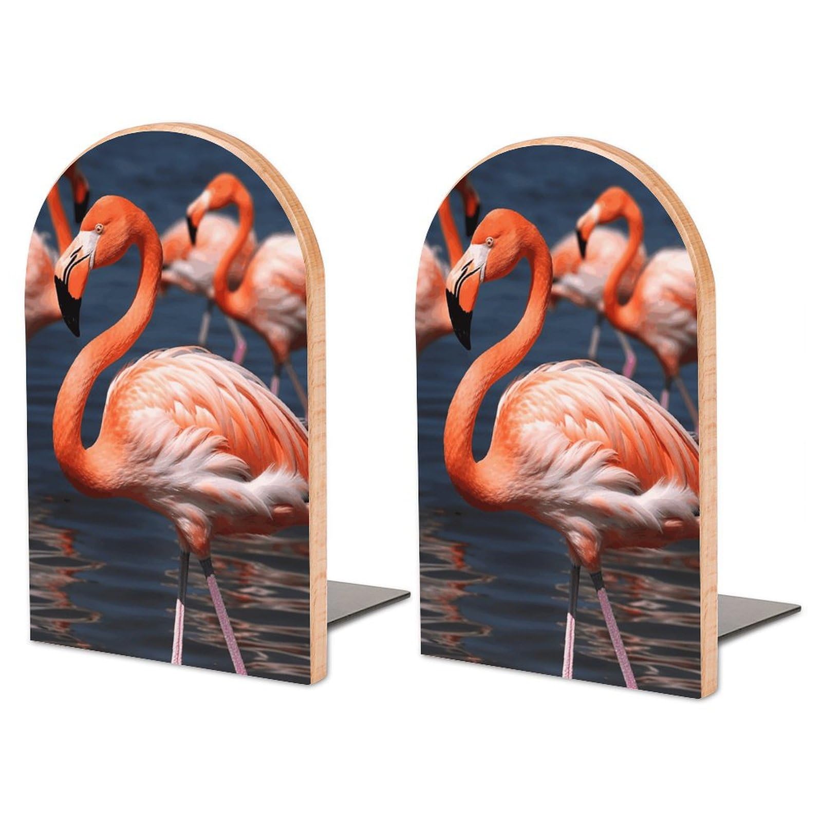 Serre-livres flamant rose de qualité supérieure, support stable en bois noble de hêtre