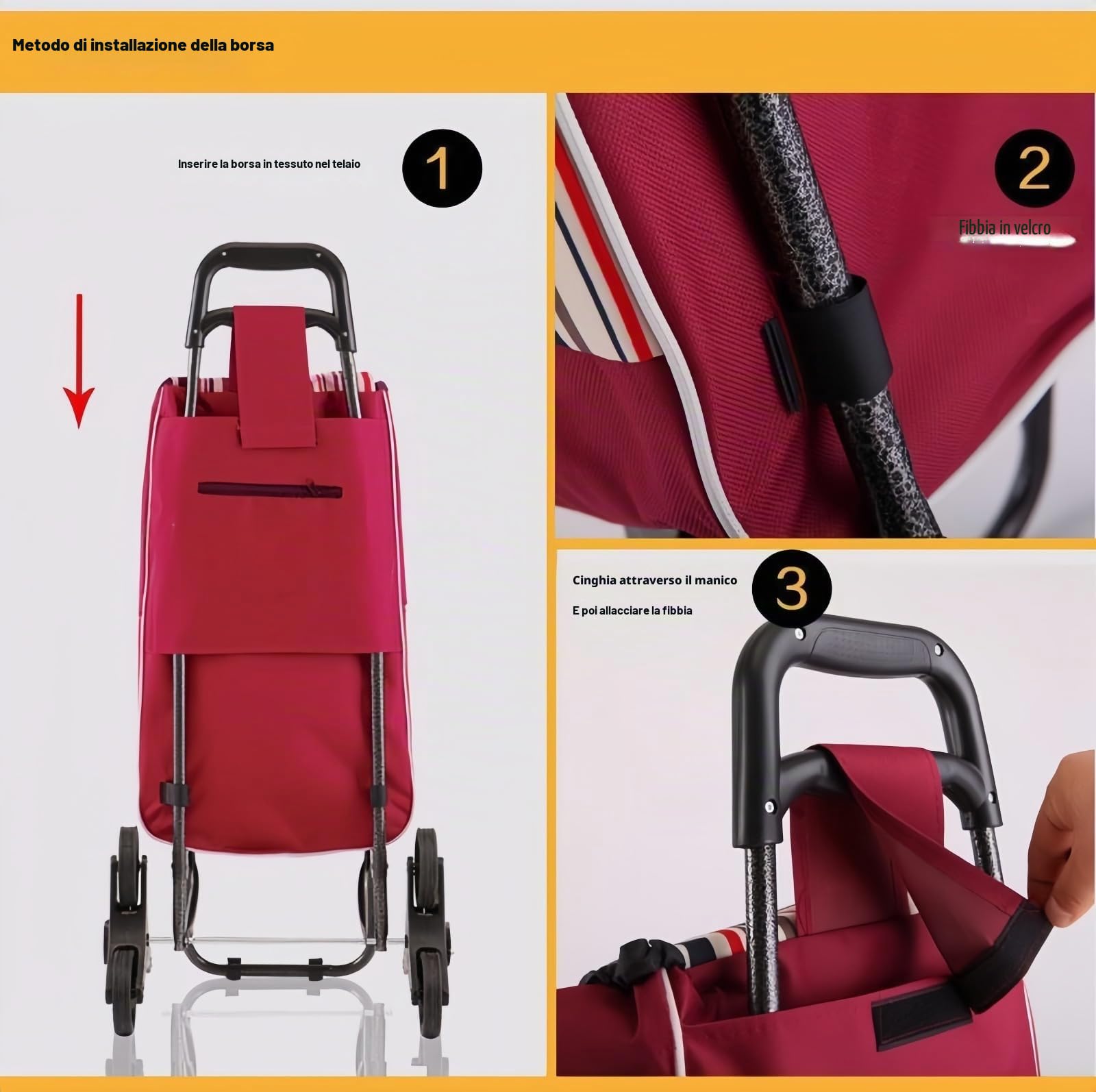 Carrello di ricambio per carrello della spesa, borsa della spesa in tessuto Oxford, portatile, impermeabile, accessori di facile stoccaggio