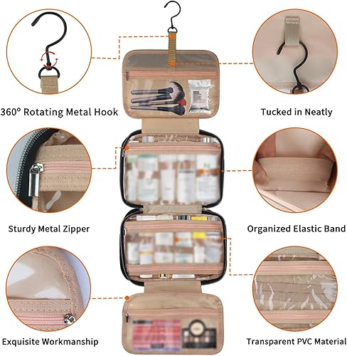 Miniatura 3 de Bolsa de cosméticos con gancho de viaje para hombres bolsas de maquillaje para mujer impermeable organizador de artículos de aseo personal bolsa de