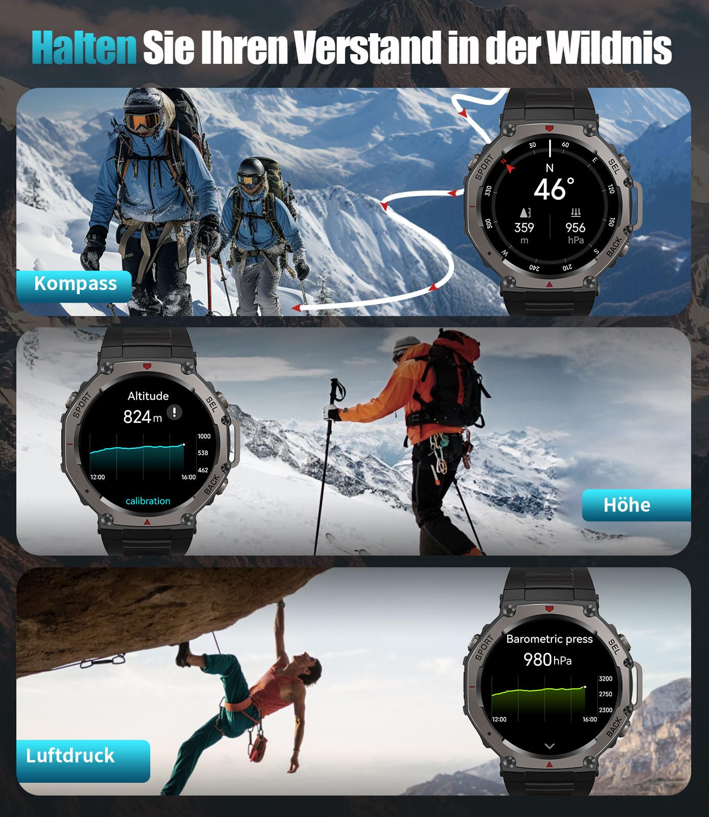 LIGE GPS Smartwatch Uomo DM3, Corpo in Acciaio Inox,5ATM Impermeabile Orologio Fitness con 110+ Modalità Sport/24H Monitoraggio,500mAh,AMOLED,Chiamate Bluetooth Orologio Militare Uomo per Android iOS