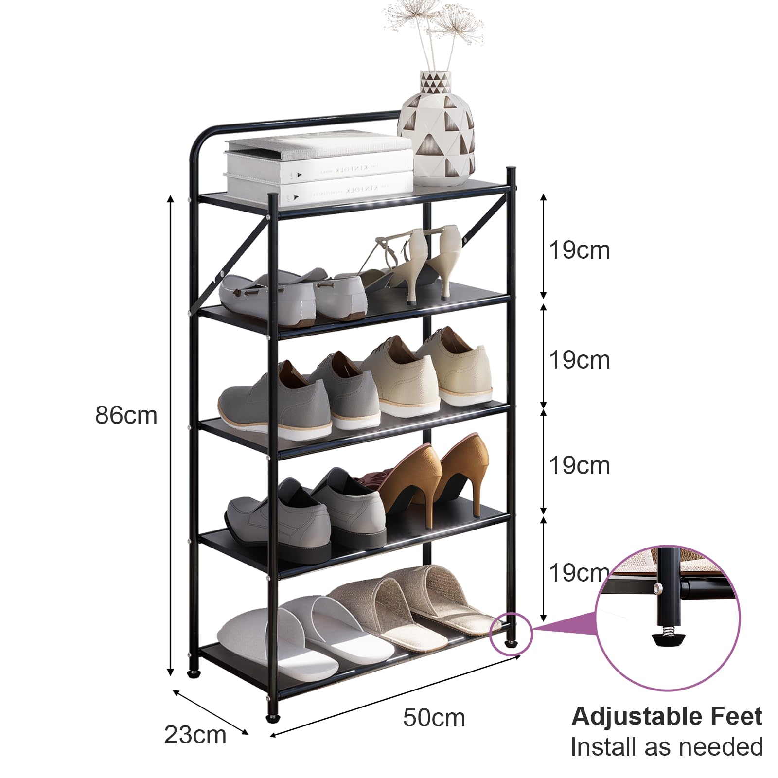 Zapatero de 4 niveles, no requiere montaje (5 niveles-50 cm)
