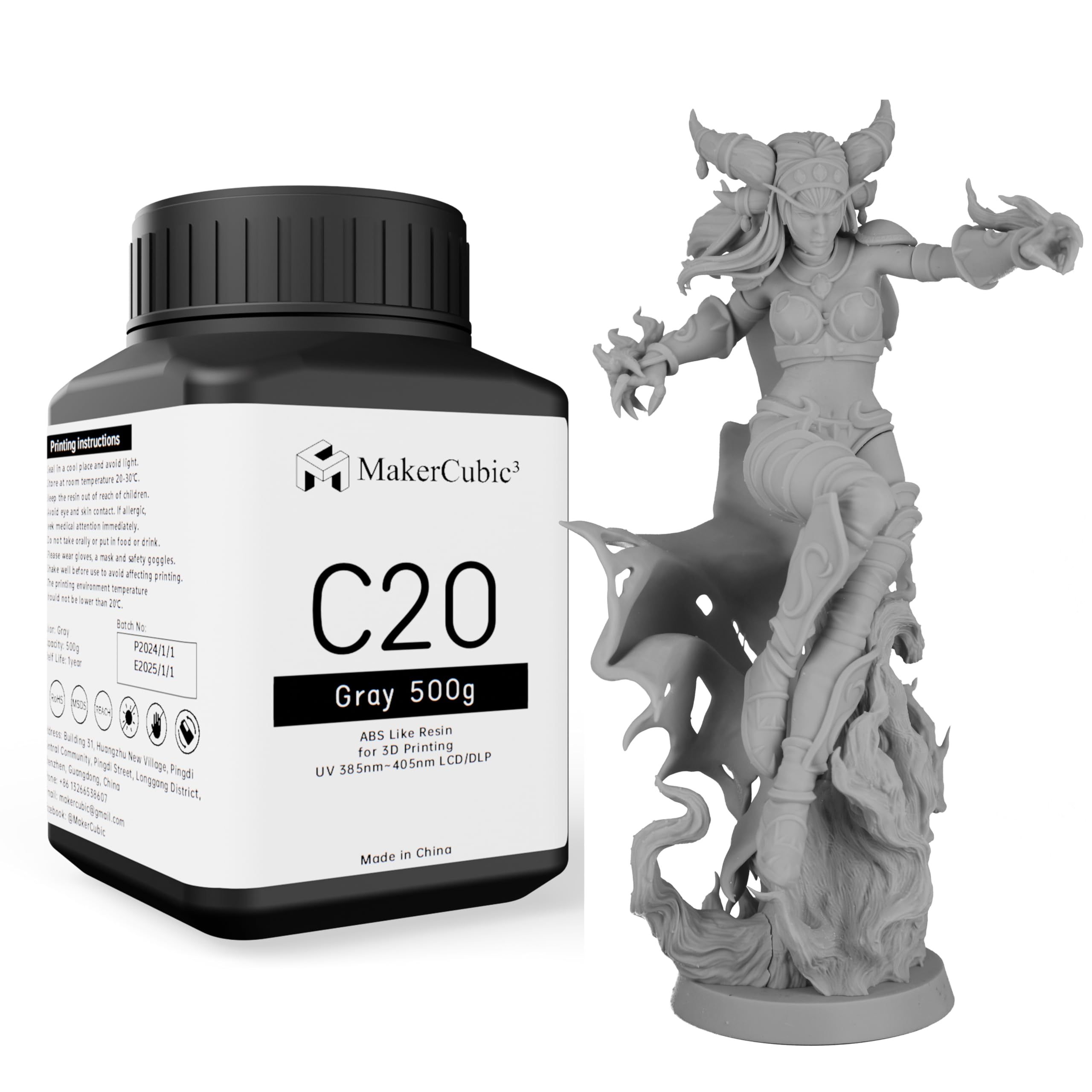 Pro Clearance 3D Printing Resin Liquid, 3D Printer Resin， 385 to 405nm UV Curing ABS LIKE500g