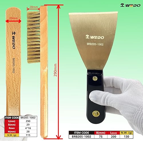 Miniatura 8 de WEDO Cuchillo de masilla de latón de 1-14 pulgadas, raspador de pintura con mango de baquelita, cuchillo para pintores, cuchillo para paneles de