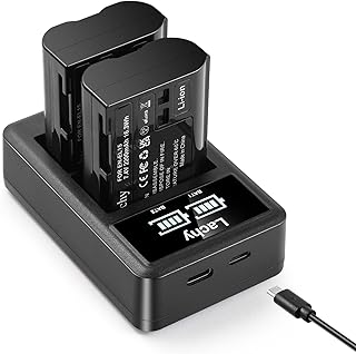 Lachy 2-Pack EN-EL15 Battery Pack 2200mAh and Dual Battery Charger 2200mAh for Nikon D780, D850, D7500, D500, D600, D610, D750, D800, D800E, D810, D810A, D7000, D7100, D7200 Cameras