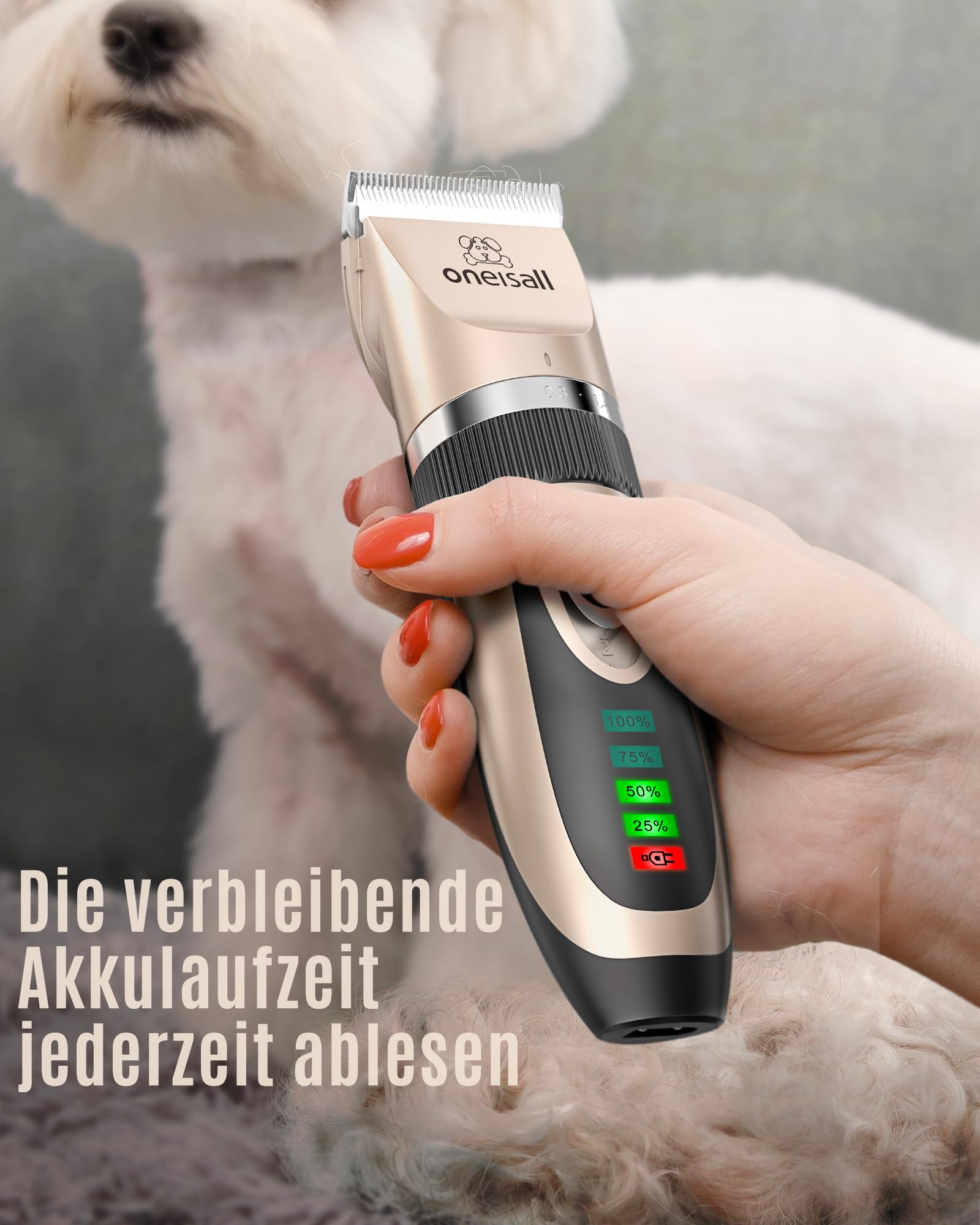 oneisall Bundle: Leise Hundeschermaschine (2000mAh, 4h Laufzeit) + 3-in-1 Profi Schermaschine für Katzen & Hunde – LCD-Anzeige Pfotentrimmer für Pfoten, Hintern, verknotetes Fell, Dingleberry & dichte