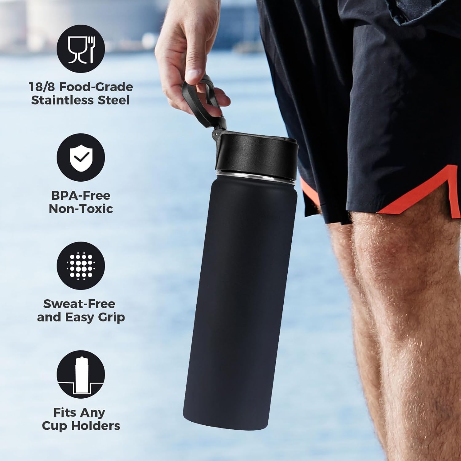 Neihepal 22 oz Insulated Water Bottles with Leak Proof Straw Lid, Wide Mouth Double Walled Vacuum Stainless Steel Metal Water Bottle (Mix,2 Pack) - Image 4