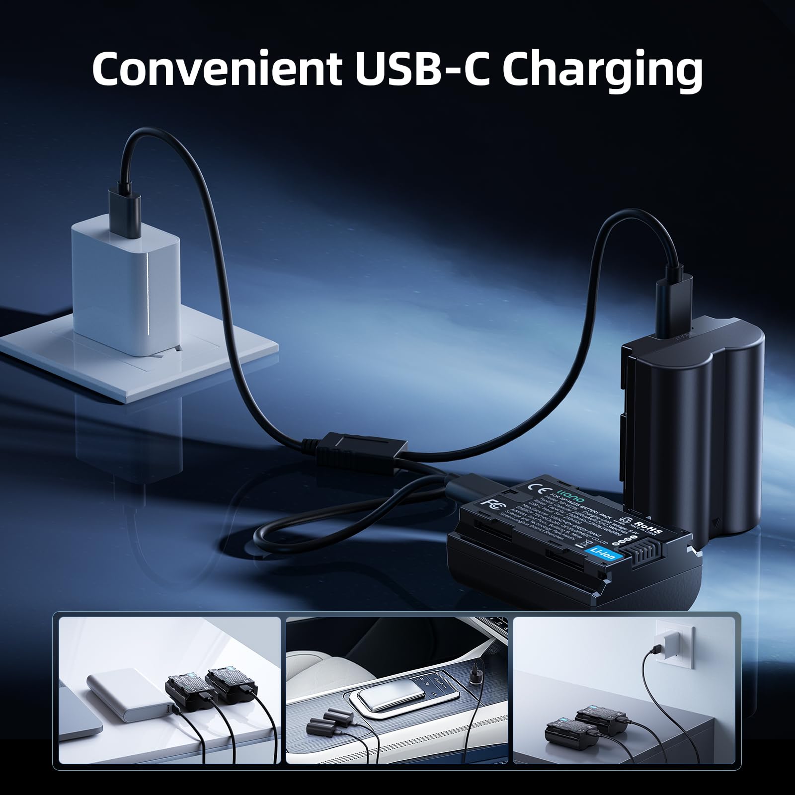 llano Batteria USB-C NP-W235 per fotocamere Fujifilm XT5, XT4, XT50, GFX100RF, VG-XT4, X-S20, GFX100S, GFX50S II, X-H2S, X-H2, capacità enorme 2400 mAh, completamente decodificata, 2,8 H carica