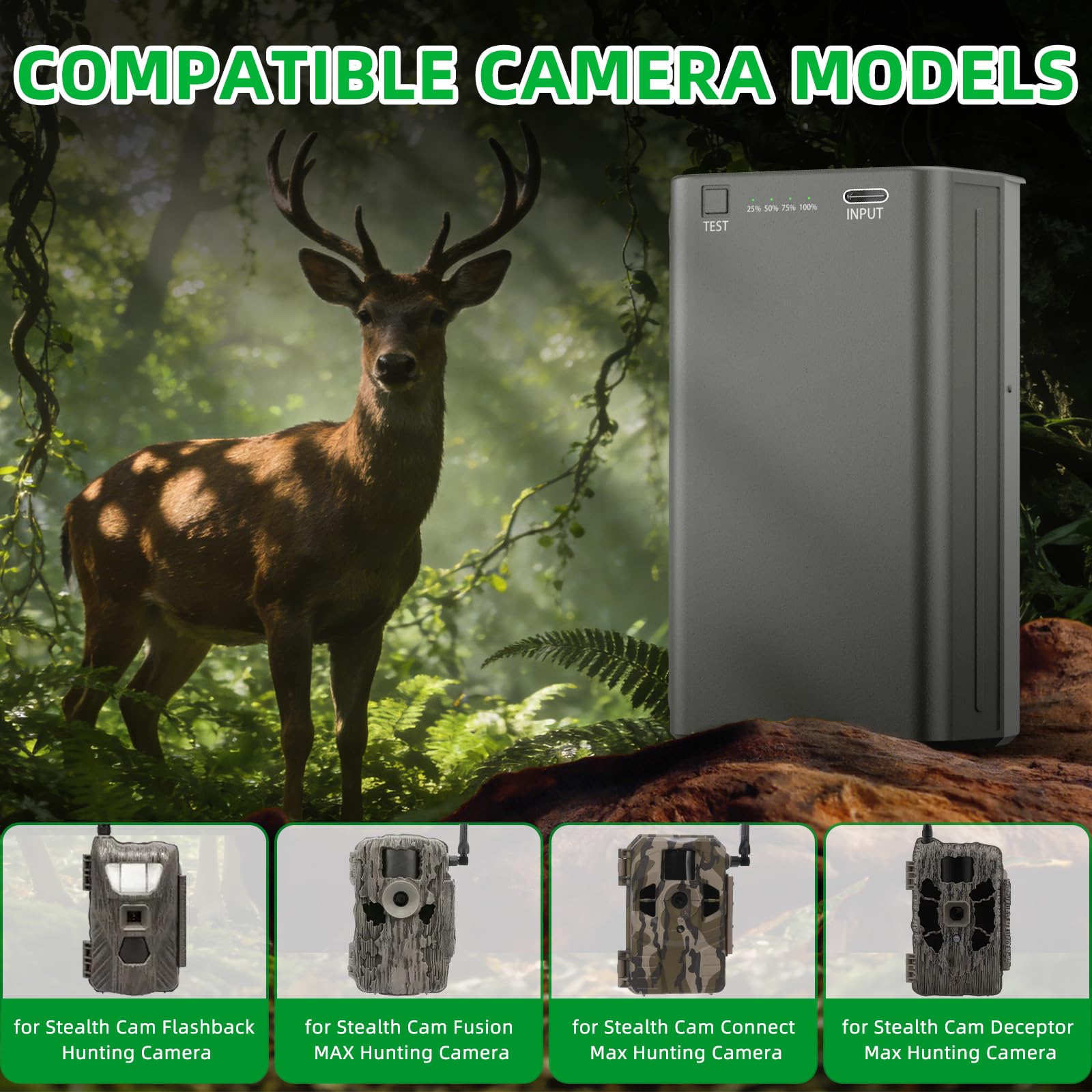 Cartucho de batería de litio recargable para cámara Stealth Cam Trail Flashback, Deceptor/Fusion/Connect MAX Hunting Cellular Trail Cams (12 V 7000 mAh Cap UPG)