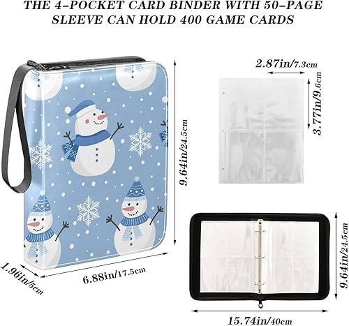Miniatura 3 de Cute Snowflakes Card Collecting Album in Sturdy PU Leather, 400 Pocket, Easy-to-Clean Playing Card Binder Waterproof