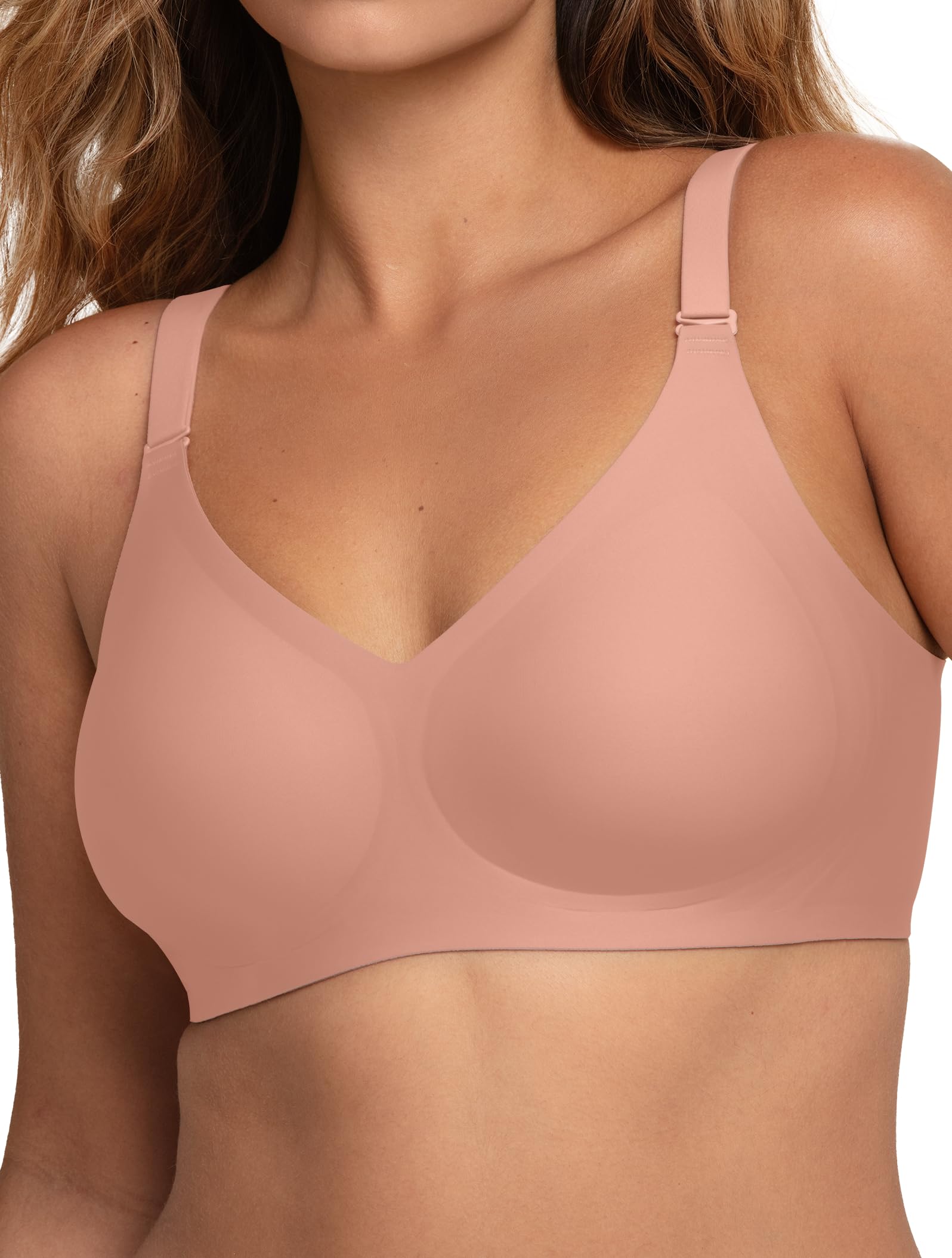 Women V Neck Wireless Bra Full Coverage Comfort Jelly Strip Bras Supportive Seamless Bralette