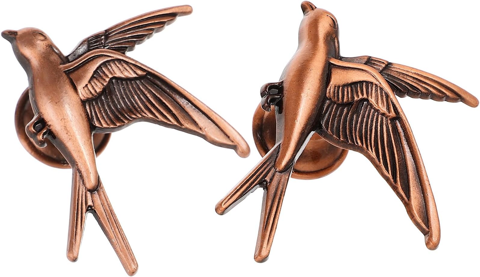 Bird Cabinet Handles Set of 2 Antique Red Copper Drawer Pulls 2.05 Inch Swallow Shaped Door Knobs for Bathroom Cabinets and Interior Furniture