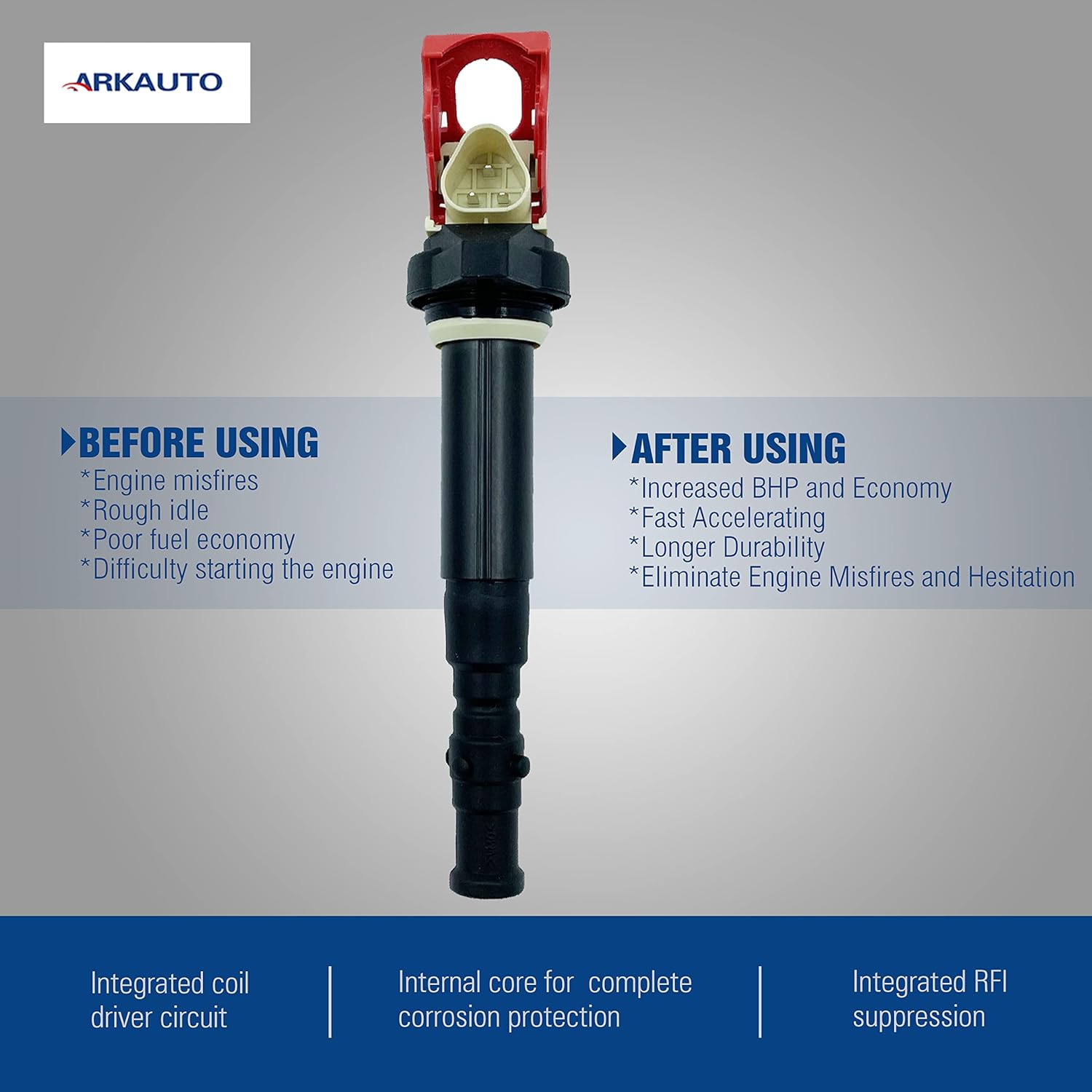 10PCS ARKAUTO HIGH PERFORMANCE ENERGY RED TOP IGNITION COIL 12137835108 12137841556 UF572 UF-572 C1643 12137841556 5C1700 FOR BMW M5 M6 E60 E61 E63 E64 5.0L V10 S85