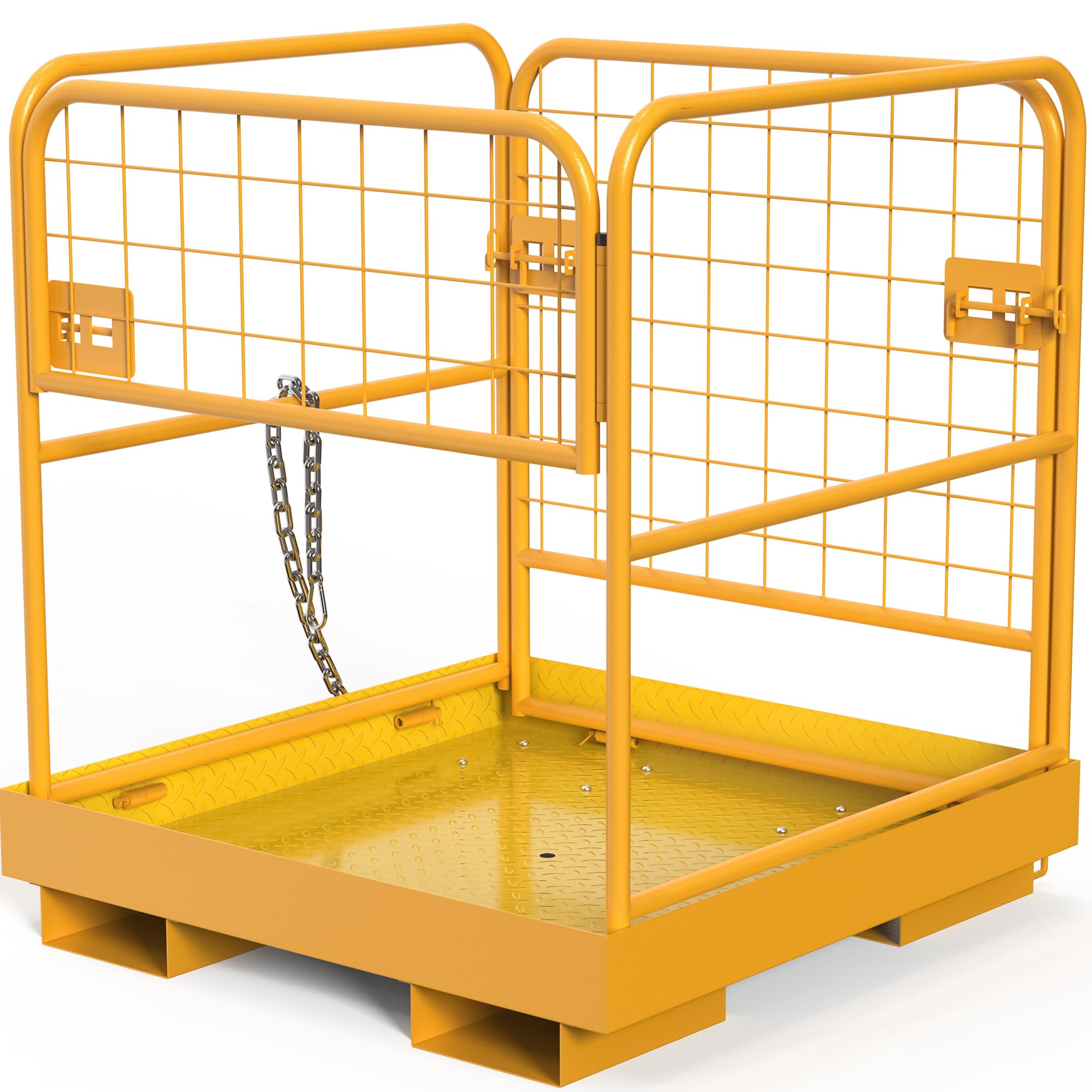 Yintatech Yellow Forklift Safety Cage 36"X36",Forklift Work Platform 1150Lbs Capacity,Heavy Duty Steel Forklift Basket Man Platform With 3 Chain,For Aerial Work