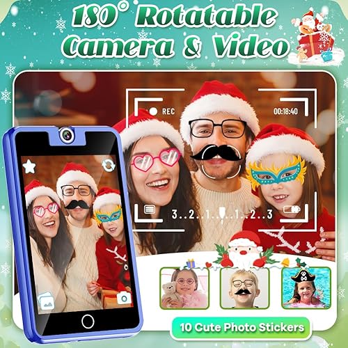 Miniatura 5 de Teléfono inteligente para niños con cámara giratoria 28 juegos, rastreador de hábitos, pantalla táctil HD, podómetro, reloj despertador, reloj