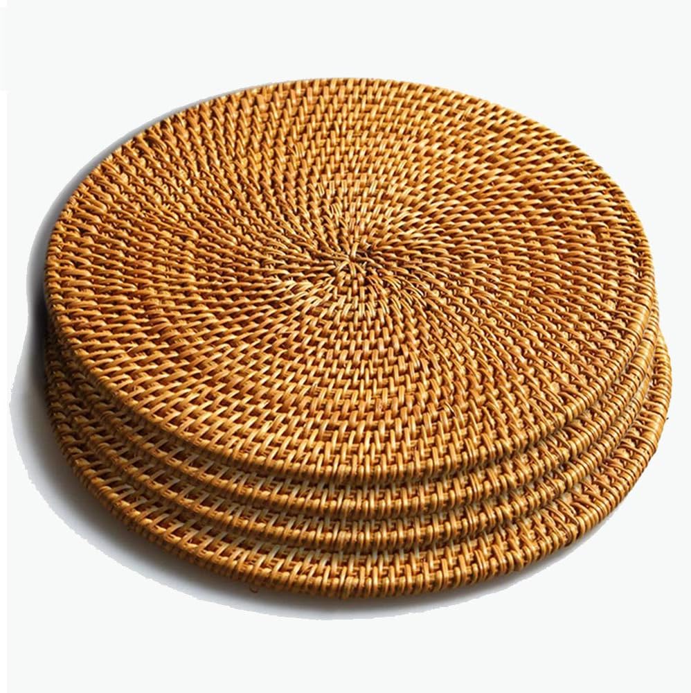 Trivets for Hot Dishes-Insulated Hot Pads,Durable Pot Holder for Table, Pots, Pans & Teapots,Natural Rattan Heat Resistant Mats for Kitchen,Set of 4, 7.87" Round (20CM)