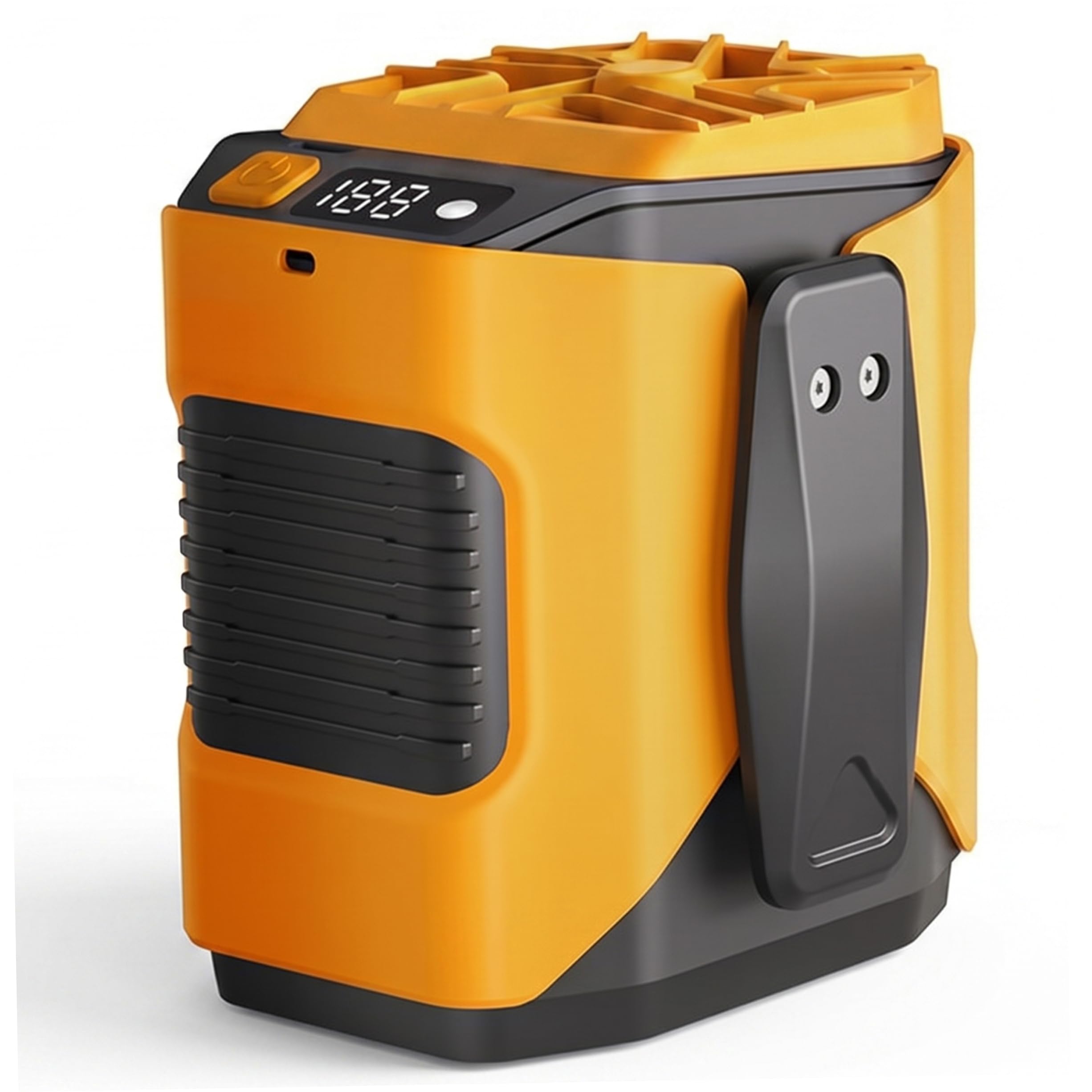 Vervevum Portable Waist Fan Rechargeable 100-speed Adjustment Belt Clip Fan, Personal Fans with 6000mah Battery & Led Flashlight - Yellow, Belt Clip
