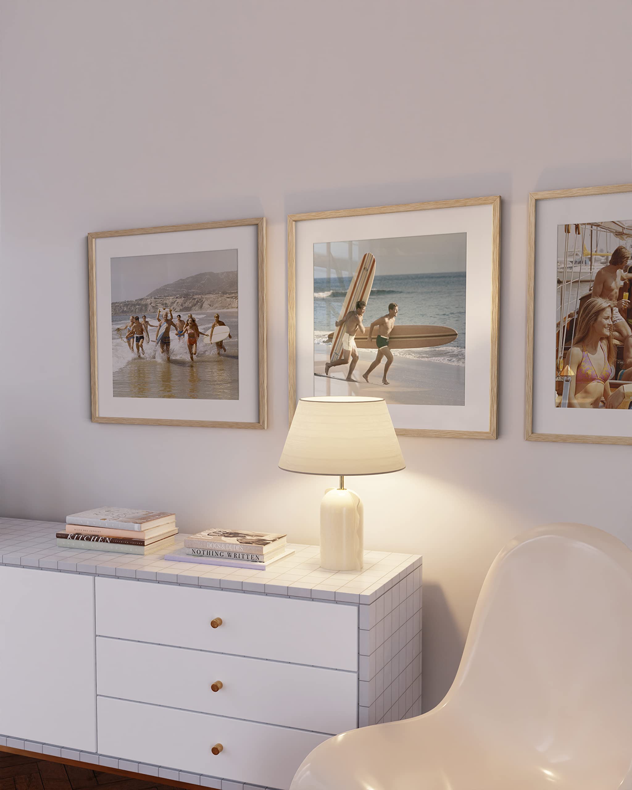 Eletecpro 20x20 Inch Solid Oak Wood Picture Frame - Display 16x16 With Mat Or 20x20 Without