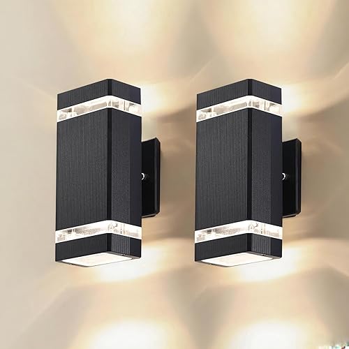 Luces de pared para exteriores, del atardecer al amanecer, lámparas exteriores arriba y abajo, luces modernas para exteriores para garaje, puerta
