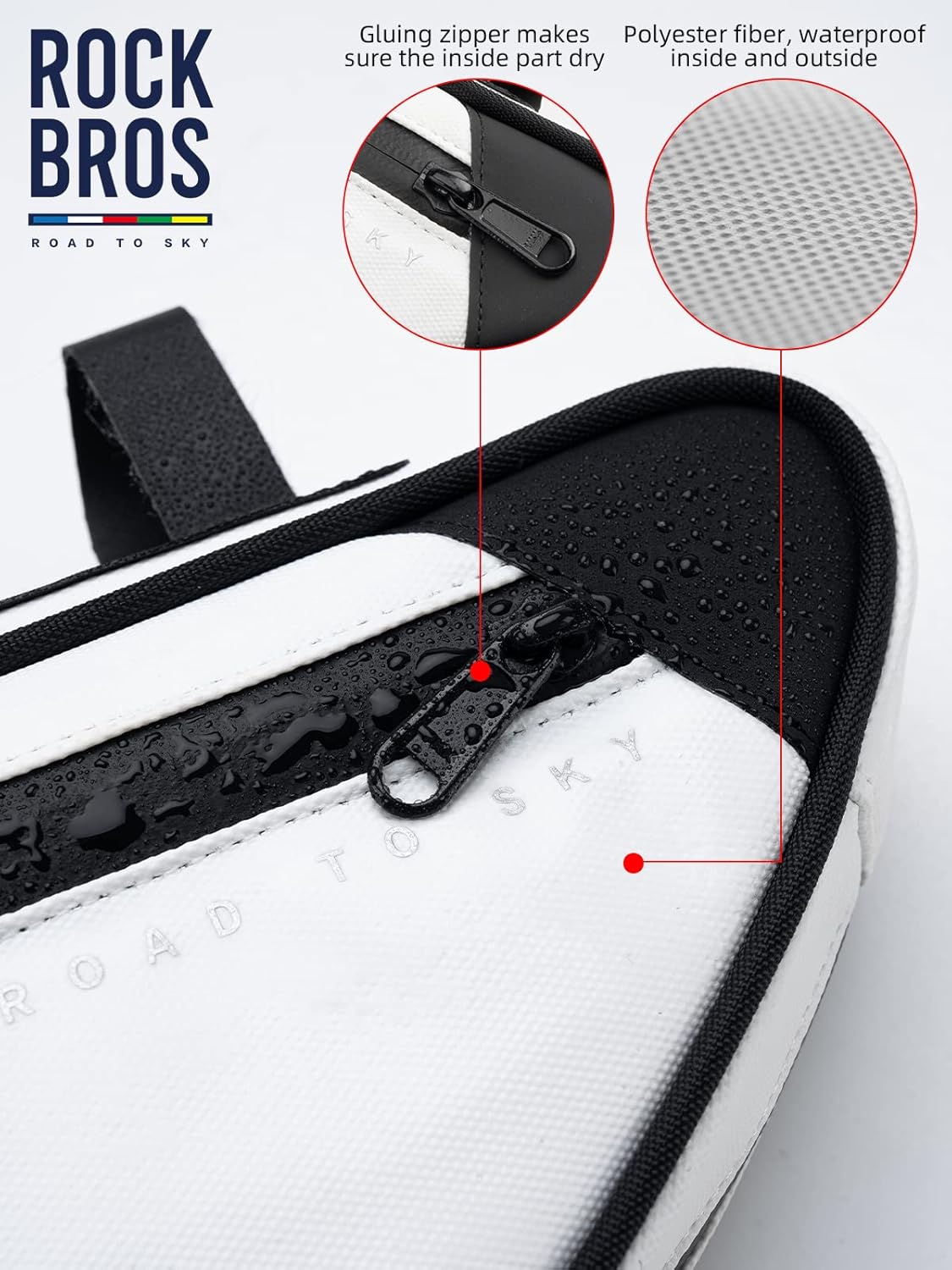 ROCKBROS Bike Frame Bag Bike Bag， 2L Waterproof Bike Top Tube Bag， Road to Sky Series Bike Bag Fits Mountain/Road Bikes