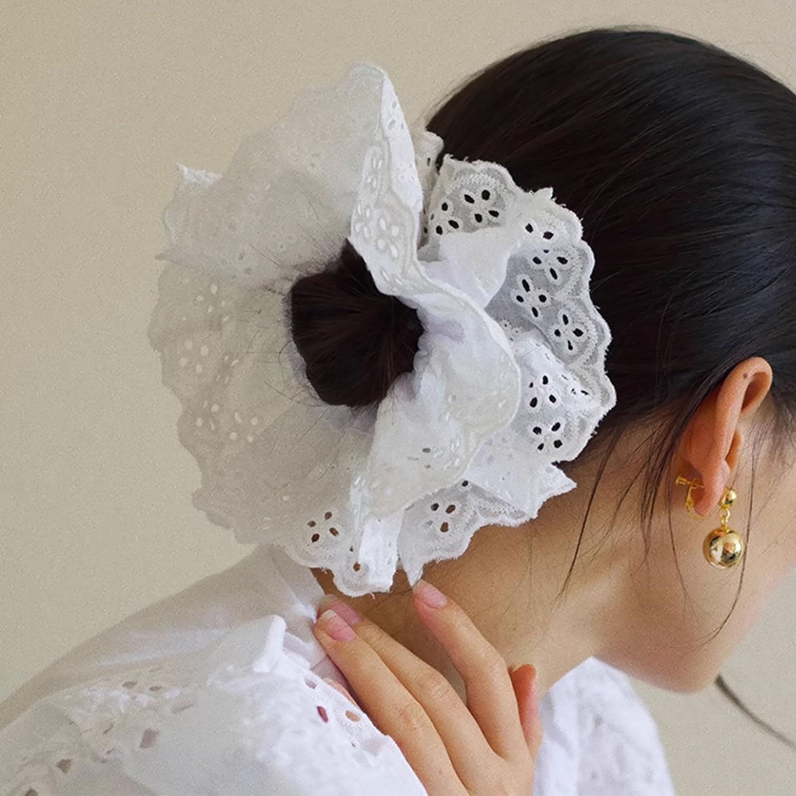 2 Palline Elastiche Per Capelli Stile Knocker, Bicolore Bianco E Blu, Scrunchie E Cravatte A Ball, Accessori Trendy - Foto 2
