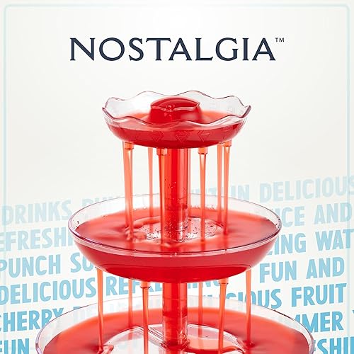 Miniatura 6 de Nostalgia Fuente de fiesta de 3 niveles con capacidad para 1 galón, base iluminada LED, incluye 5 tazas reutilizables, transparente