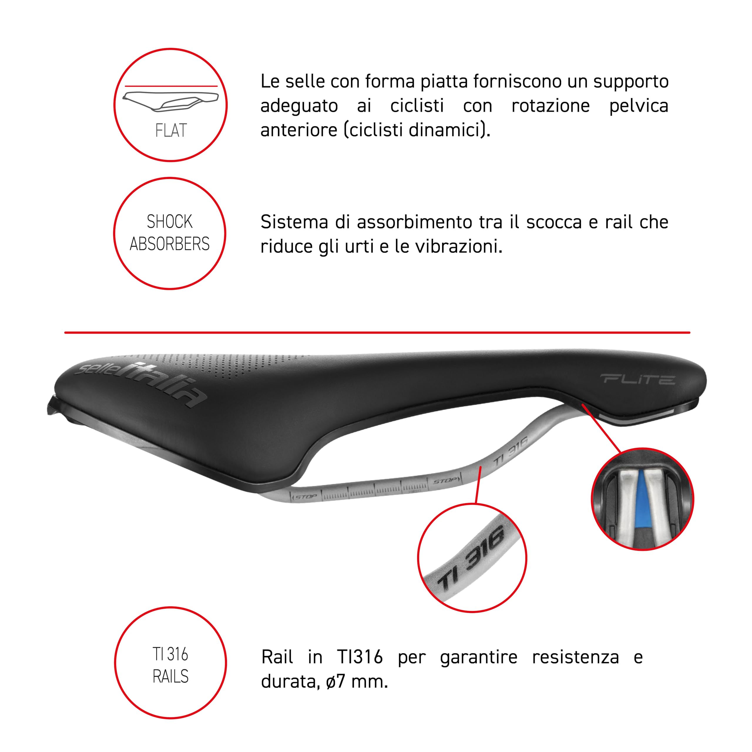 Selle Italia Flite Boost Gravel Ti316 Superflow - Selle FLITE Boost Gravel TI 316 Superflow bleu, L3 Unisex adulto