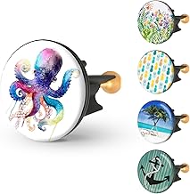 Sink Plug 40 mm Watercolour Squid, Stainless Steel Eccentric Plug with Extra Heavy Brass Screw for Stable Hold, Universal Drain Plug for Sink