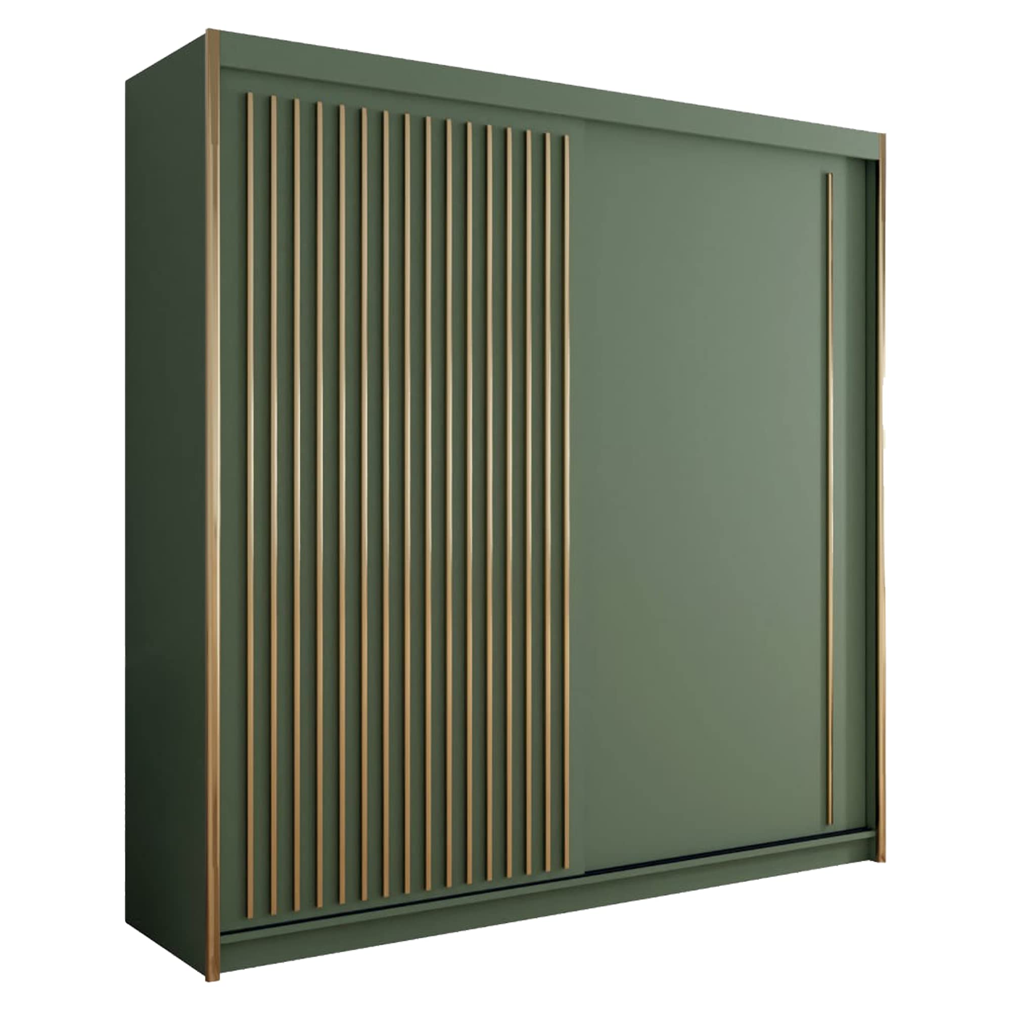 Sliding Wardrobe 4U Creefbluff Green Modern Double Door Stylish Sliding Wardrobe (203cm) (Creef1287)