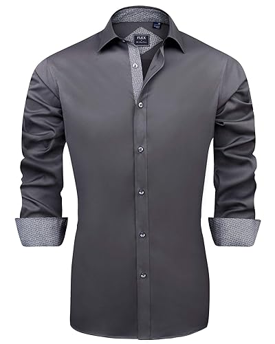 J.VER Men's Casual Long Sleeve Stretch Dress Shirt Wrinkle-Free Regular