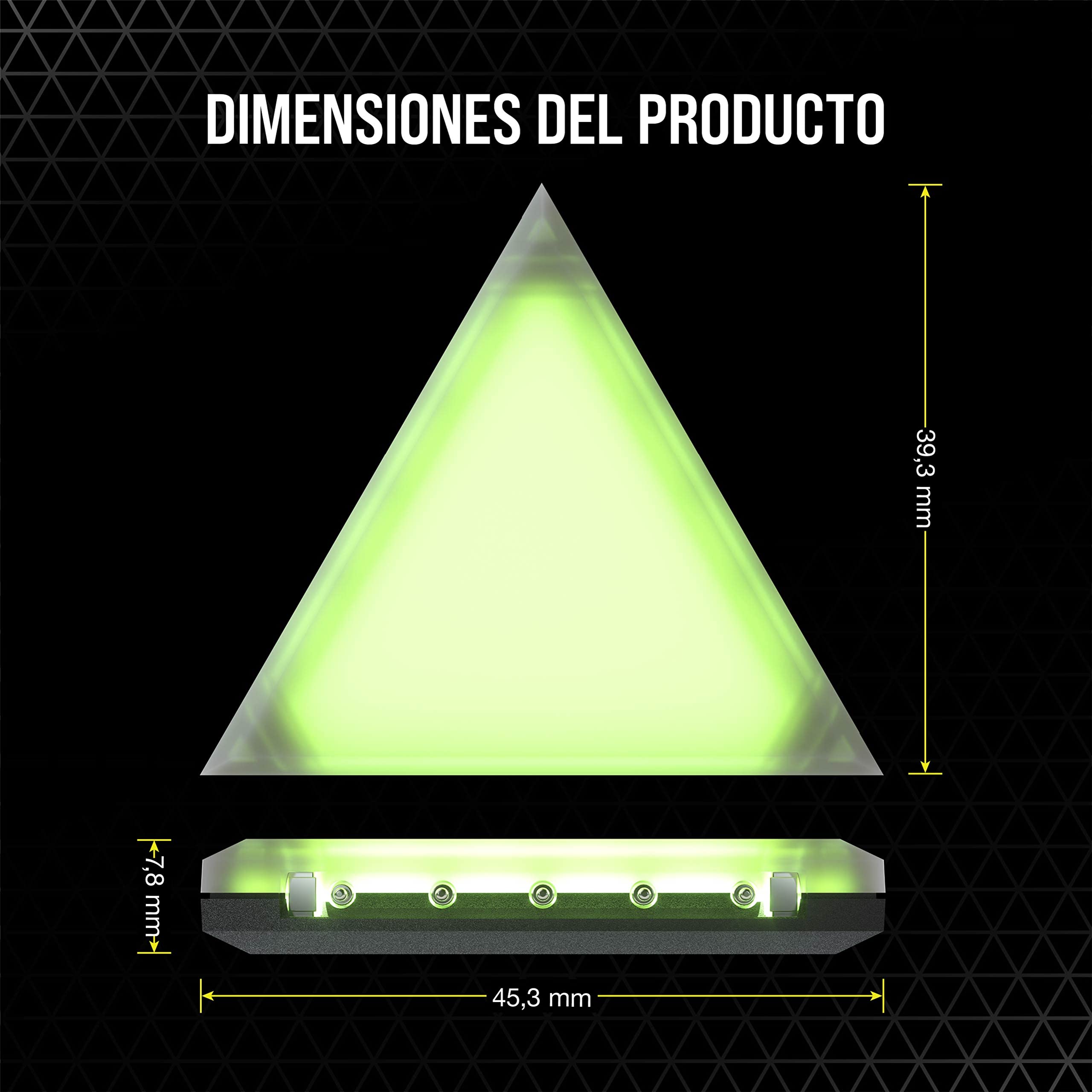 Corsair iCUE LC100 - Paneles de iluminación de Acento - Mini triángulo - Kit de expansión de Azulejos 9X (81 LED RGB con difusión de luz, fijación magnética Simple) Transparente