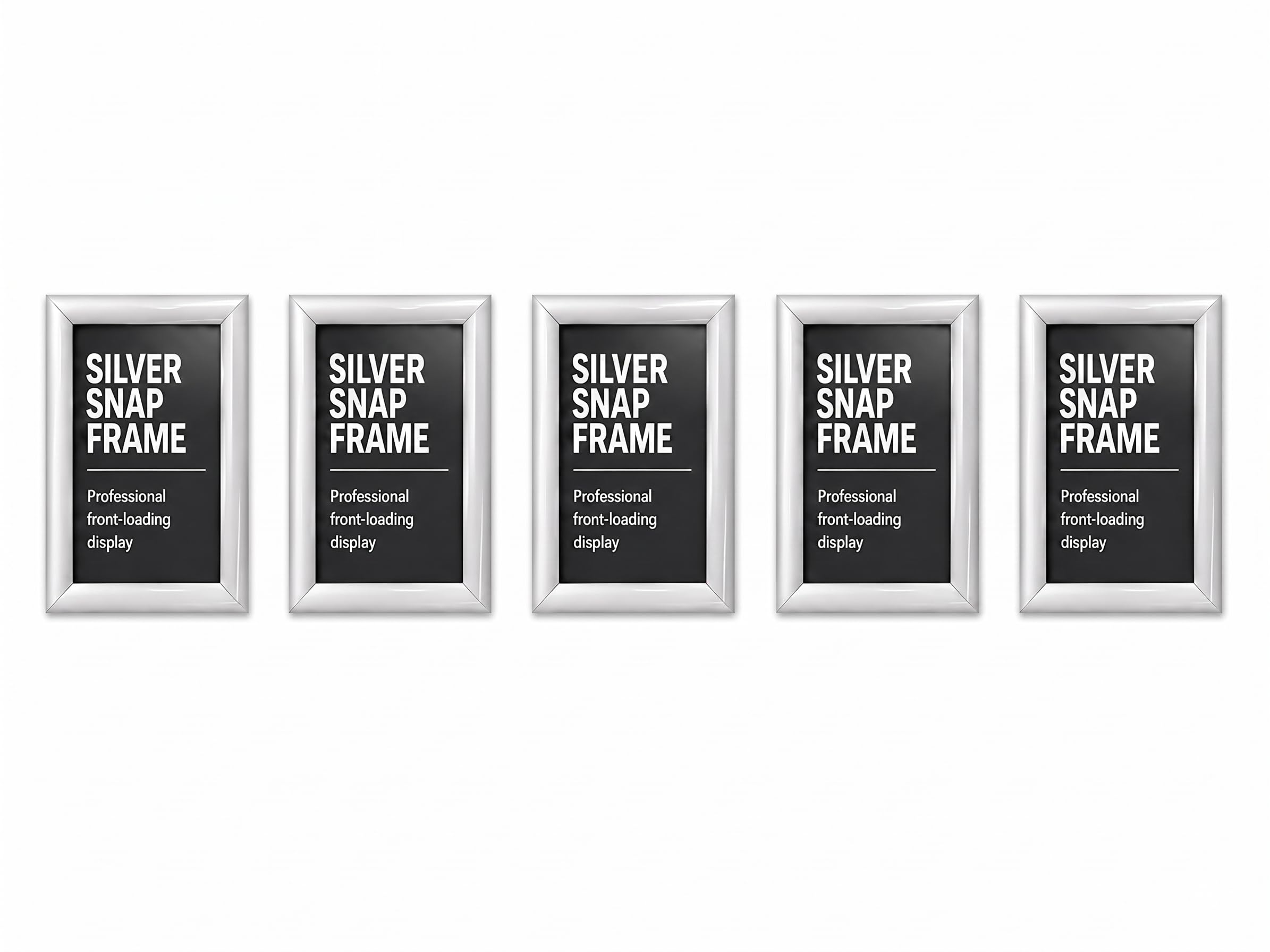Deflecto Pk 5 x A2 Snap Frame Silver - Aluminium Clip Frames - Wall Mount Picture Frames - Posters Display Holder - Front Opening Picture Frame Clips