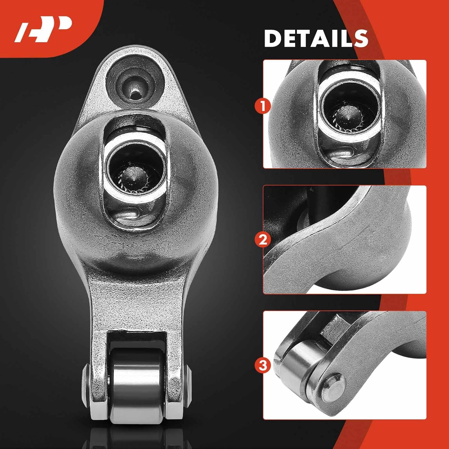 A-Premium 16Pcs Alloy Steel Engine Roller Tip Rocker Arms with Self-aligning Compatible with Chevy SBC(Small Block) 350, 1.52 Ratio, 3/8" Studs