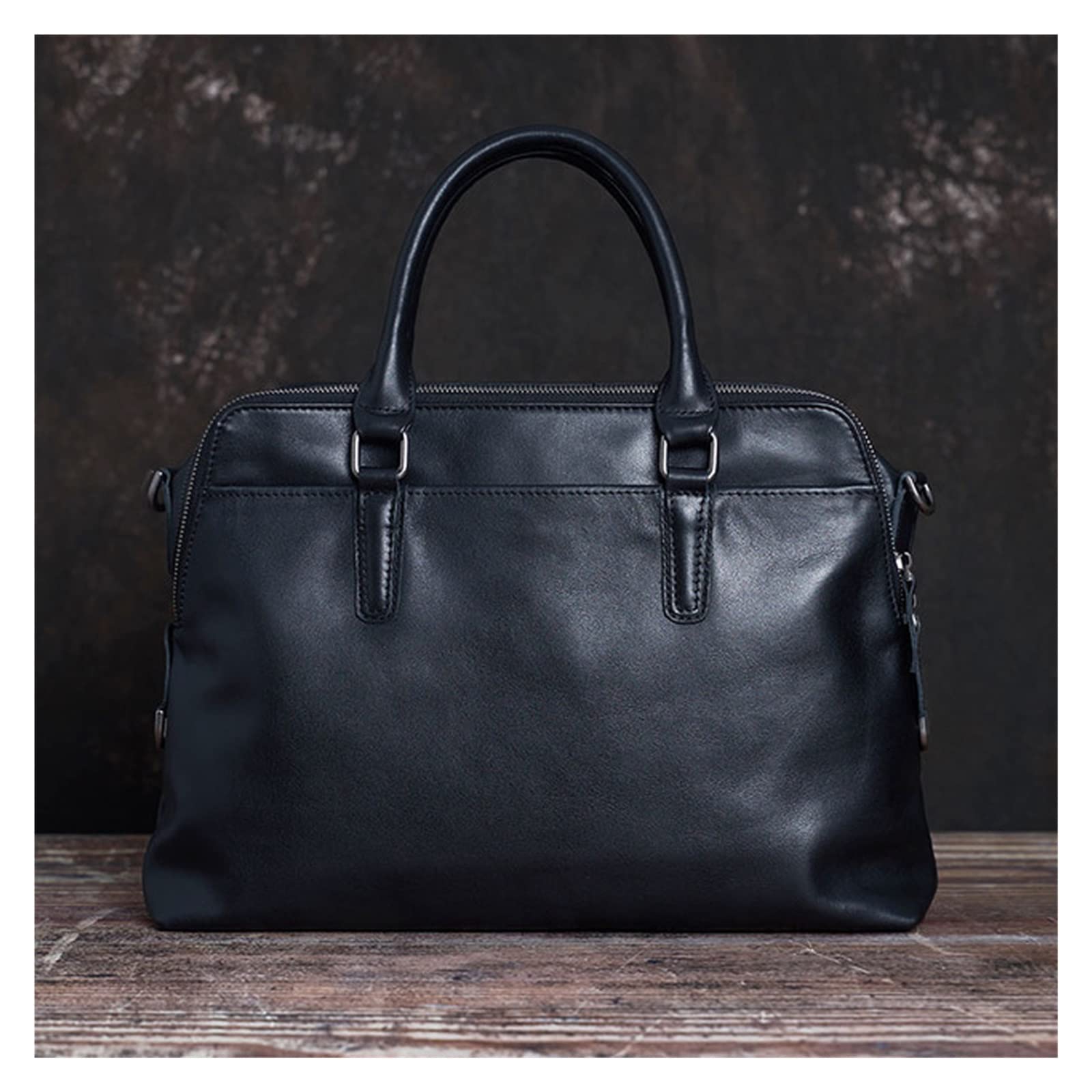 Business Men's Briefcase Casual Tote Shoulder Bag Double Main Pocket for 14" Laptop