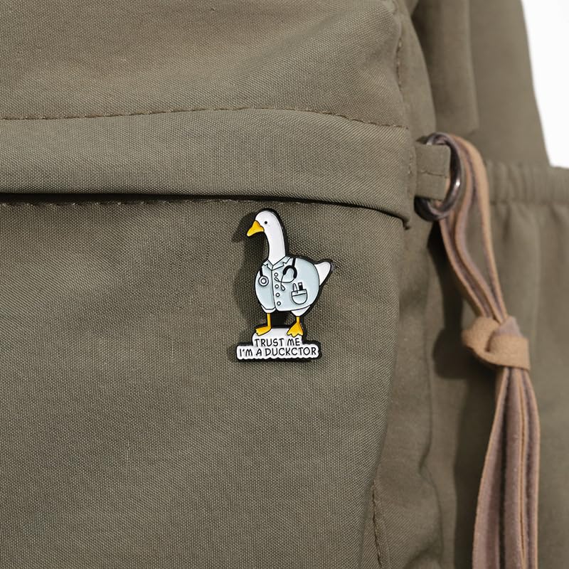 Image of Creative Duck Doctor Brooch Enamel Pin ''Trust Me I'm A Duckctor'' Novelty Funny Cute Animal Ducktor Lapel Pins Cartoon Goose Brooches Backpacks Jackets Badge Clothing Accessories for Women Girls Boys