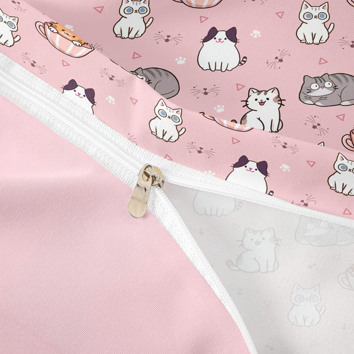 Loussiesd Kreskówkowy kot poszewka na kołdrę super king size zwierzę kreskówka dla chłopców dziewcząt kotek nadruk zestaw pościeli 3 szt. kawaii dekoracja pokoju oddychająca miękka lekka mikrofibra