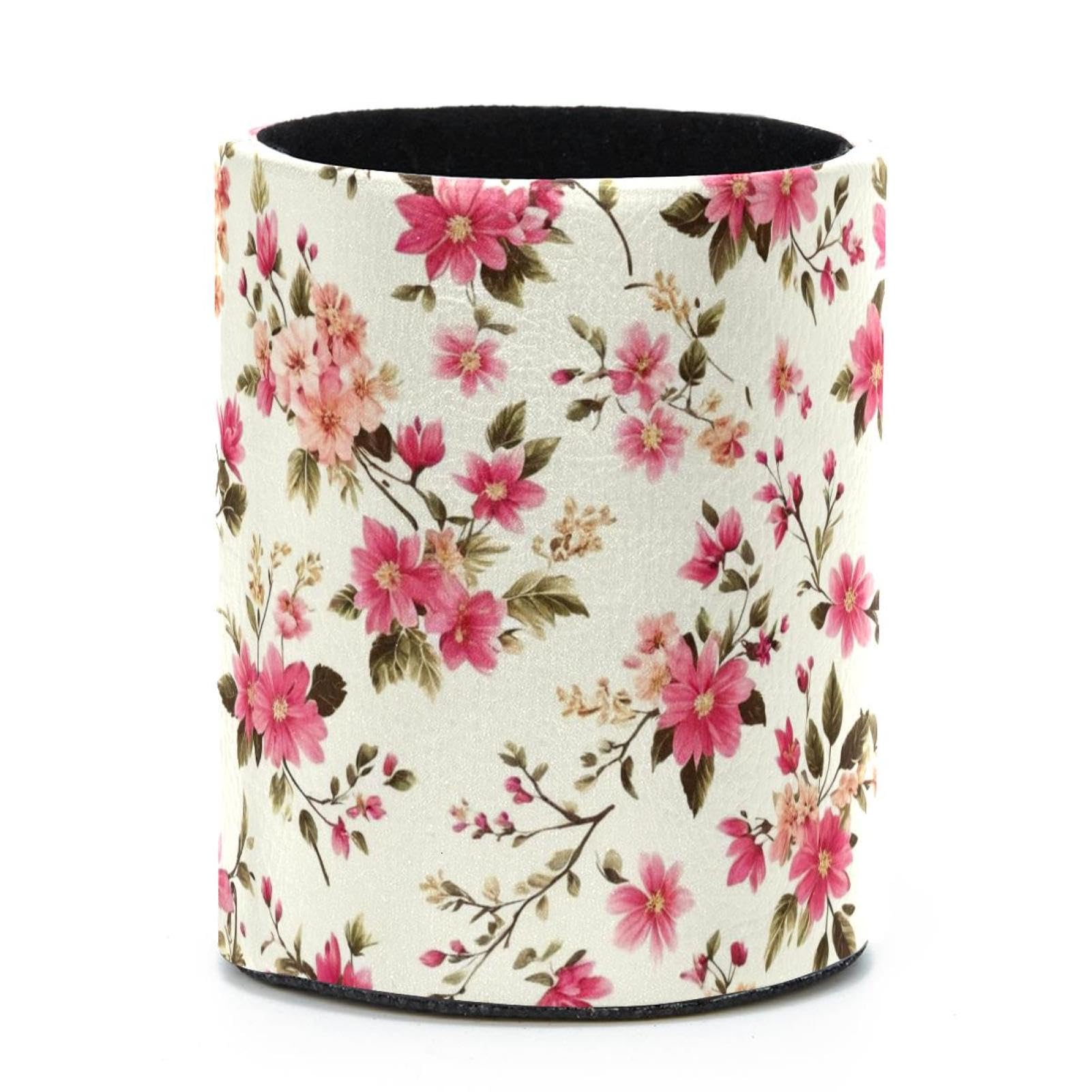 VAPOKF Round Pencil Holders for Desk, Aesthetic Flower Pen Holders Pen Pot Makeup Brushes Storage Desktop Stationery Supplies Organiser for Home Office