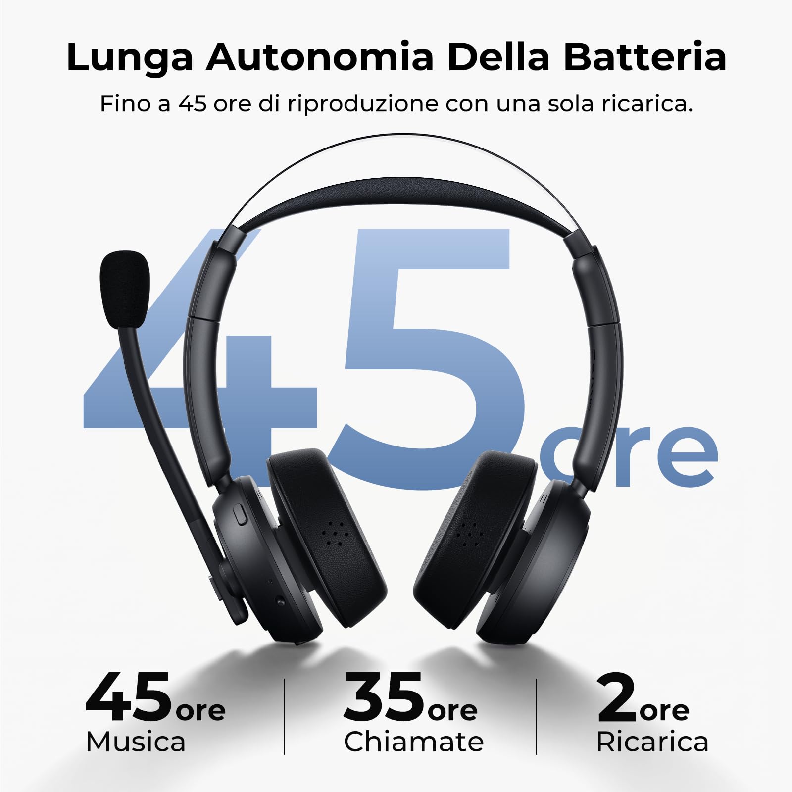 Nuroum HP31D 2026 Cuffie con Microfono Bluetooth per PC, Cuffie Wireless ENC a Cancellazione di Rumore, Stazione di Ricarica,Dongle/USB-A&C/Bluetooth 5.4,45H Lavoro per Lavoro/Chiamate/Telefoniche