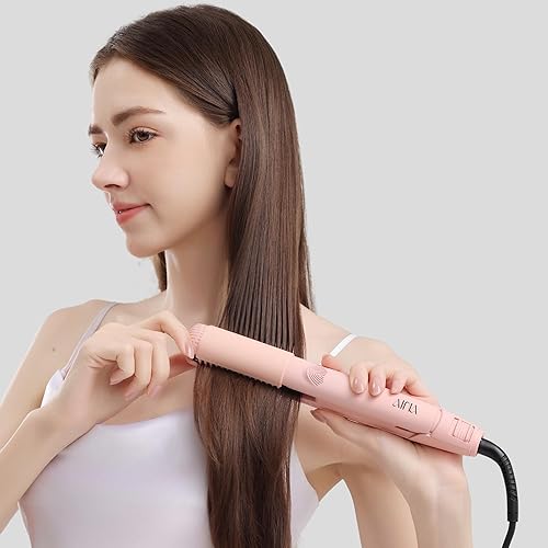 Miniatura 7 de AINA Peine alisador de cabello, plancha plana con peine  Hierro de titanio 450F  Alisado de cabello de doble voltaje  Rizado 2 en 1  Resolver