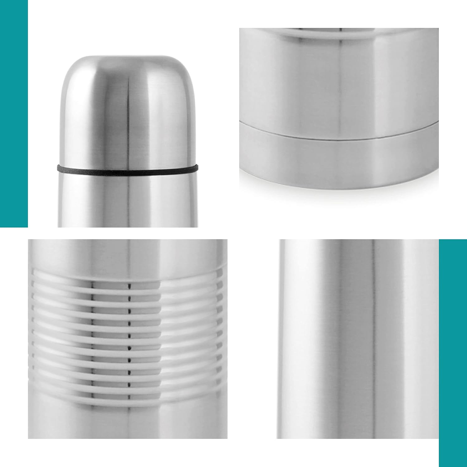 Home Flask Rigato, 1 Litre, Stainless Steel, 9 x 9 x 34 cm