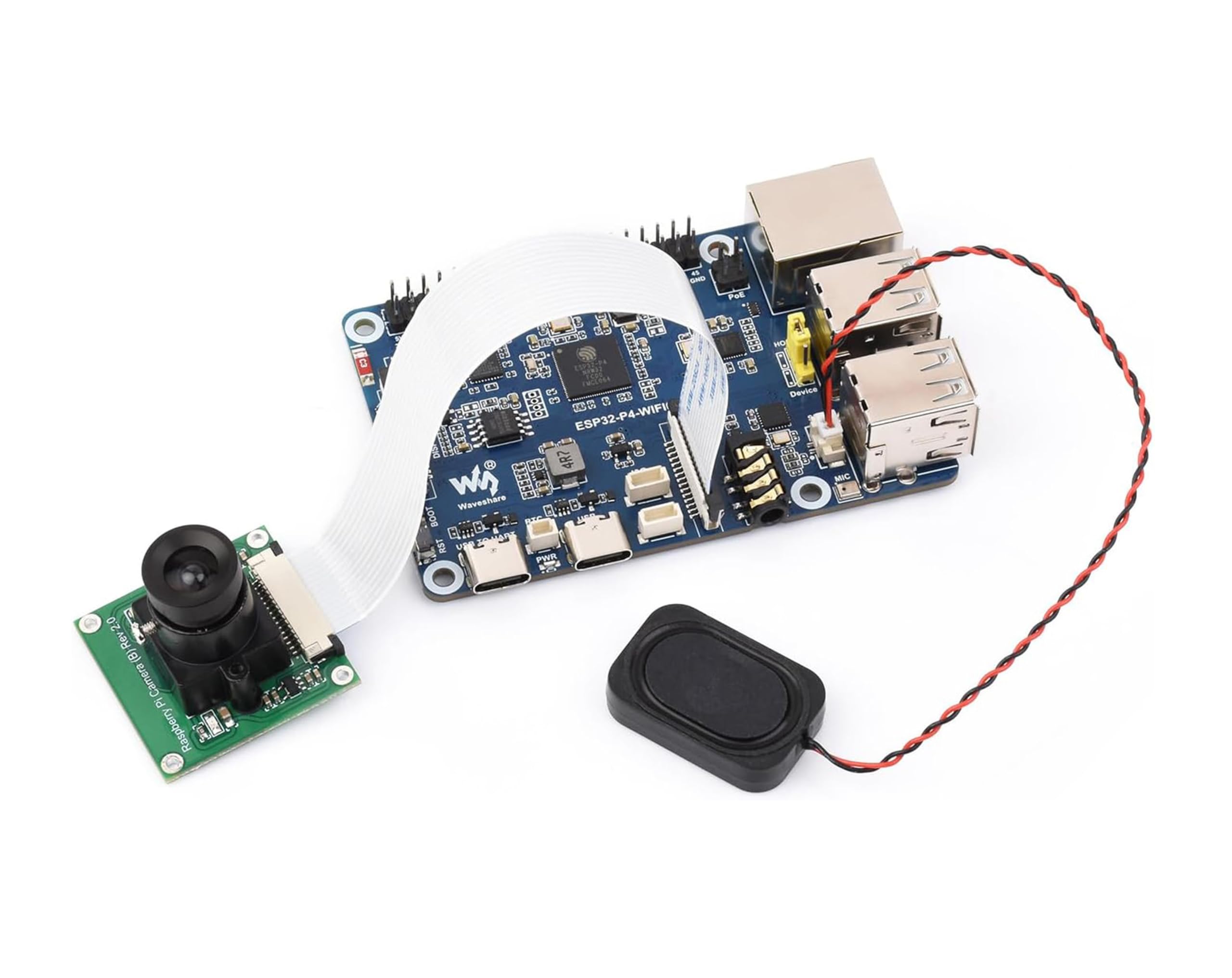ESP32-P4-WIFI6-DEV-KIT płytka deweloperska, oparta na ESP32-P4 i ESP32-C6, obsługuje Wi-Fi 6 i Bluetooth 5/BLE 5, obsługuje interakcję mowy AI, w zestawie głośnik + kamera RPi, 4 elementy